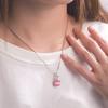 Apple Cat's Eye Stone Necklace with Rose Quartz, Silver, and Moonstone Pendants