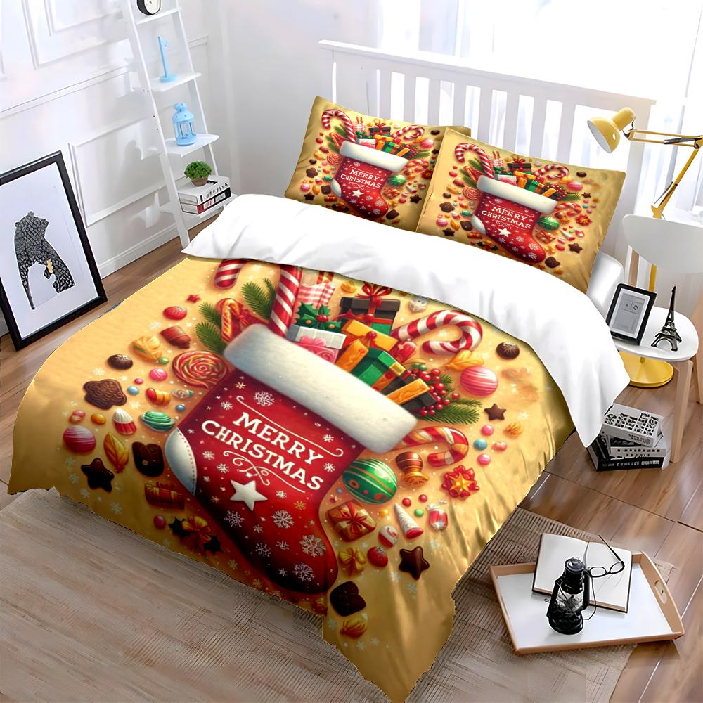 Christmas Tree Decoration Bedding Set Bedding Set (1 Duvet Cover, 2 Pillowcases, Duvet Not Included)