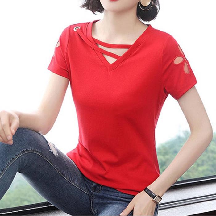 Women's Plus Size Embroidered Short-Sleeve T-Shirt (Summer 2021) - Ideal for Middle-Aged Moms