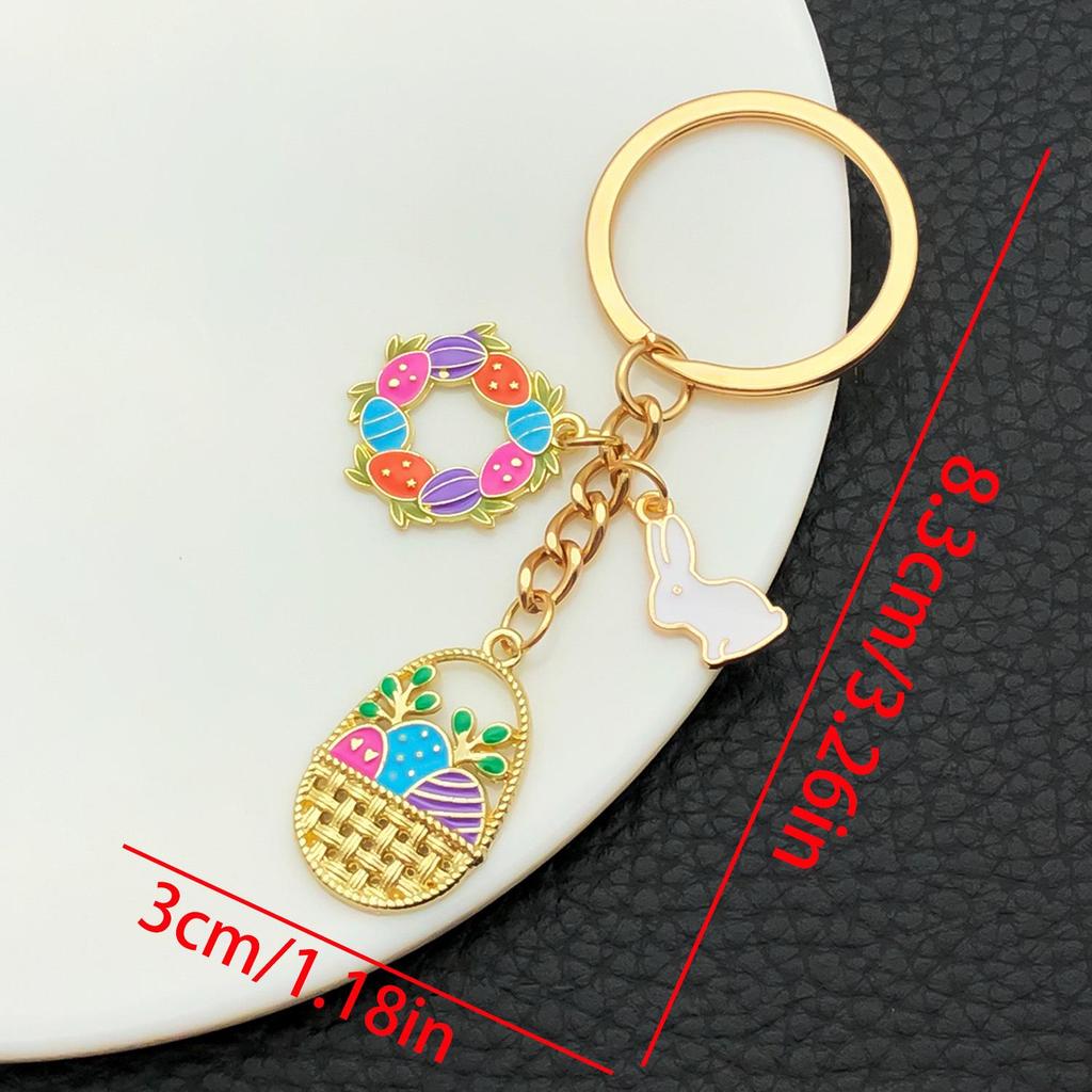 Chinese Cartoon Mid-Autumn Festival Bunny Egg Basket Keychain - Creative Holiday Pendant