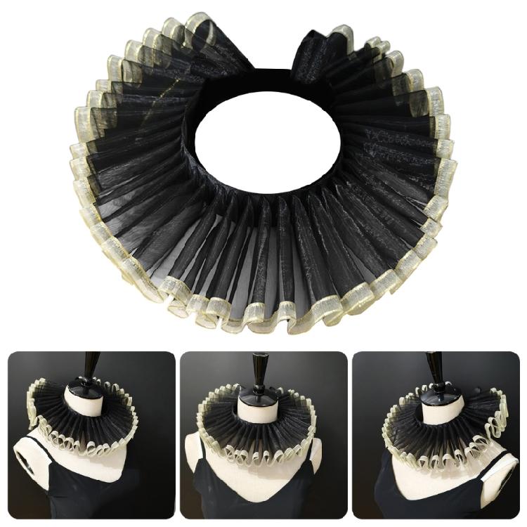 Odpinany kołnierz renesansowy ze złotym obszyciem, marszczony sztuczny kołnierzyk, akcesorium do kostiumu na wydarzenie tematyczne średniowieczne