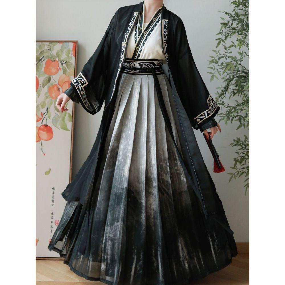 Chinese Song Dynasty Style Hanfu Men's And Women's Embroidery Suit Modified Ink Daily Suit