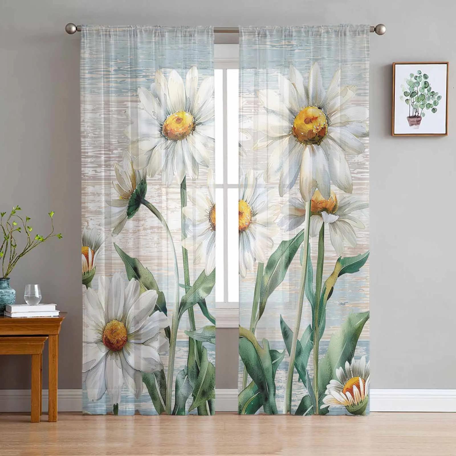 

Classic Vintage Floral Blooms Transparent Curtains Perfect for Bed Chamber Living Room Decoration Window Panel Curtain for Cooking Area Tulle Voile W135 x H115cm x1&Rod Pocket