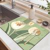 Natural Diatomite Dish Drying Mat with Fast Absorption, Heat Resistant & Non-Slip Pad for Sink Countertop - 30x40cm To 50x80cm Floral Design
