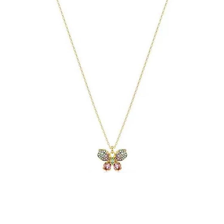 Swarovski Idyllia Butterfly Design Metal Necklace Unisex necklace Gold 5709950 Box (Random Color)