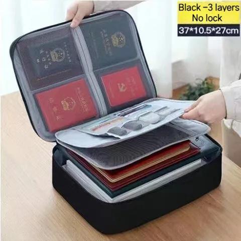 

Multifunctional Briefcase Office Waterproof Document Storage Bag Business Trip Bank Card Passport Organizer Travel Accessory