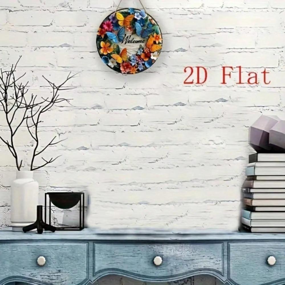 Vintage Metal Wall Art, Colorful Butterfly Floral Decor for Home Living Room Bedroom