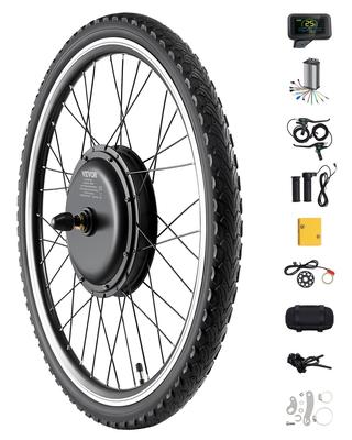 VEVOR 1000W Electric Bike Conversion Kit, 48V 420rpm 26" Front Wheel E-Bike Hub Motor Kit with Upgraded Speed Controller, Throttle Grip Kit