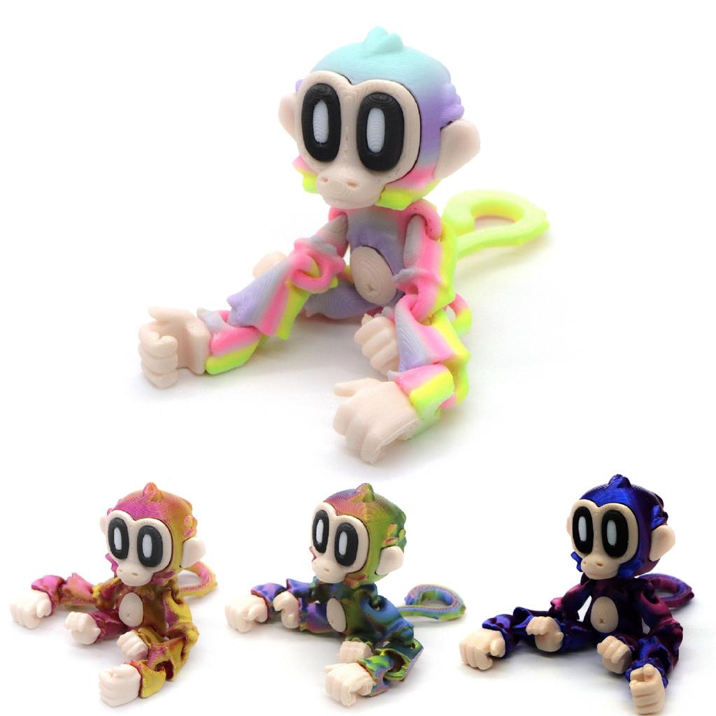 3D Printed Toy Monkey Figurine With Movable Joints, A Decorative Model
