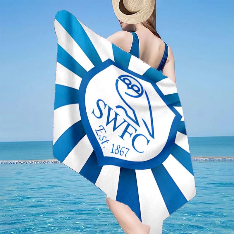 1PC Blue Sheffield With Owl Beach Towel - Soft, Absorbent Microfiber, Lightweight, Ideal for The Beach, Parties, Travel, Camping Fan Gifts