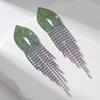 Original Gradual Change Of Color Stud Earrings With Diamonds Exaggerated Earrings Full Of Diamonds Long Earrings