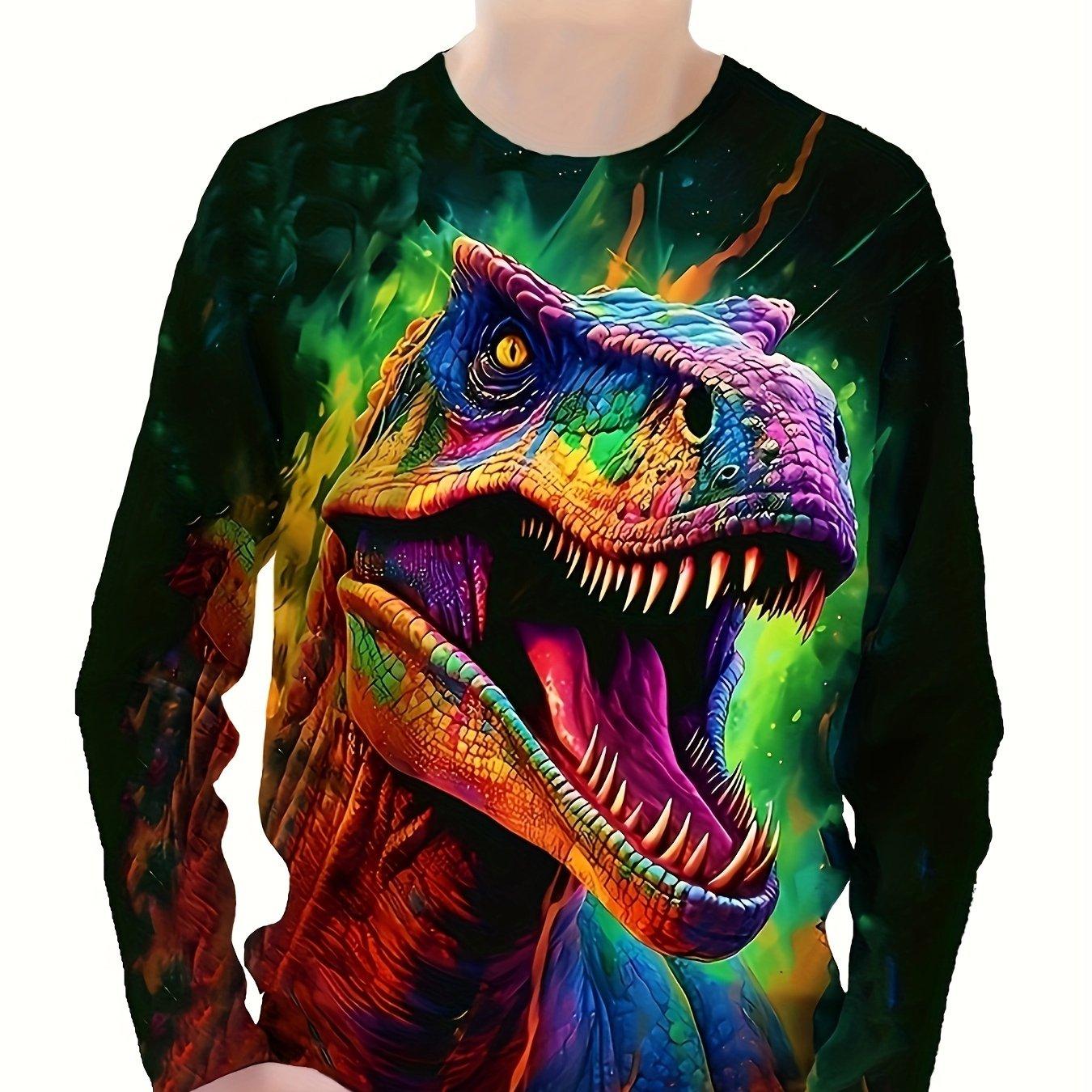 

Детская одежда Футболка для мальчиков с длинным рукавом Детская футболка Стильная 3D мультяшная принтованная футболка с динозаврами Футболка для мальчиков Детская летняя одежда 130cm