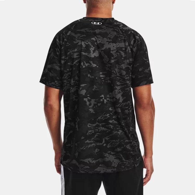 Under Armour Camiseta de Entrenamiento ABC Camuflaje Letra Cuello Redondo Hombre Tops Melocotón Gris 1361698-012