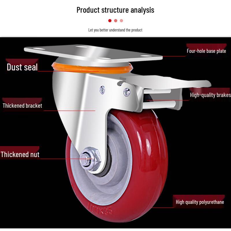 Zhendi DR175 Heavy-Duty Industrial Caster Wheel with Brake