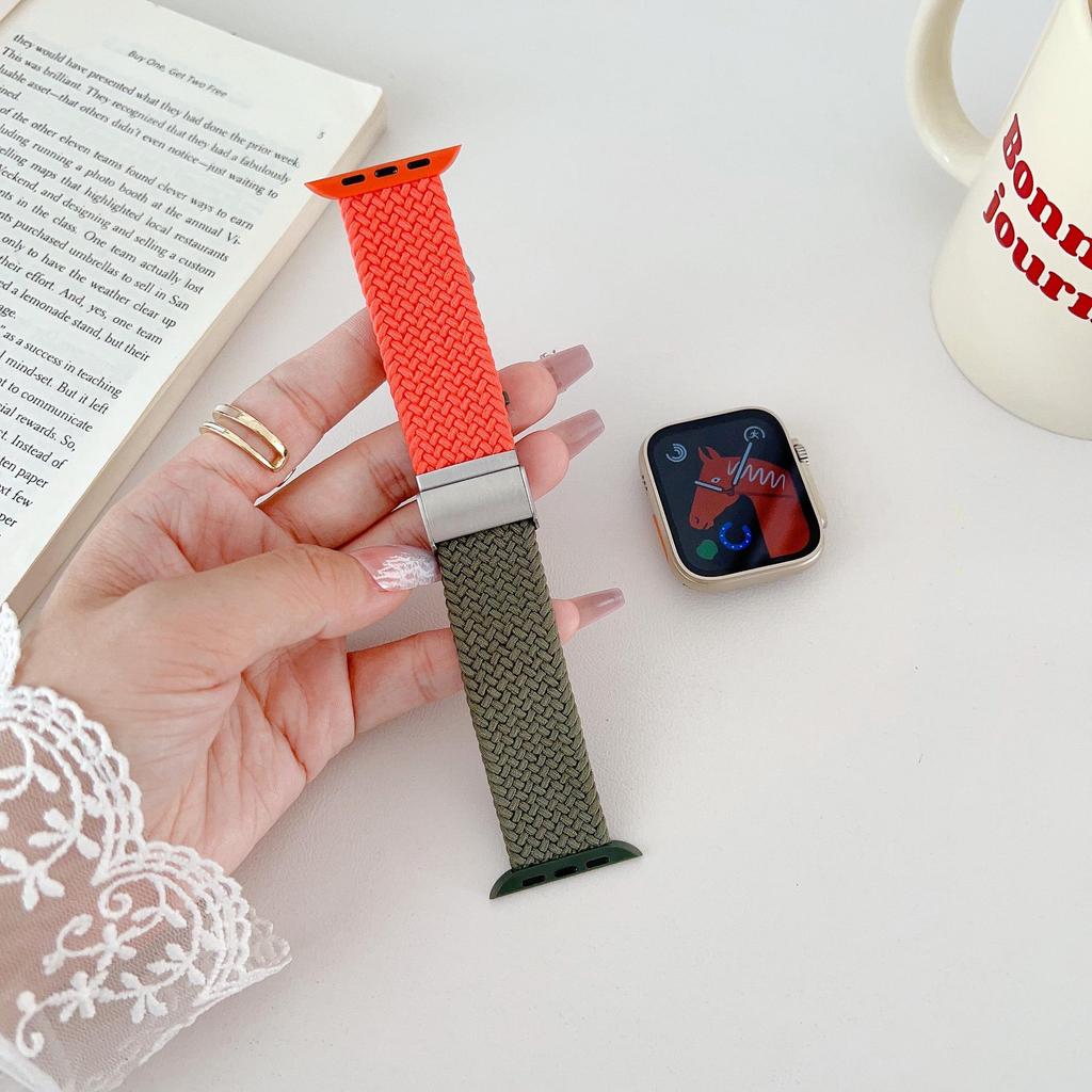 Colorful Elastic Nylon Band for Apple Watch (9, S10, SE, 8, 7, 6, 5)