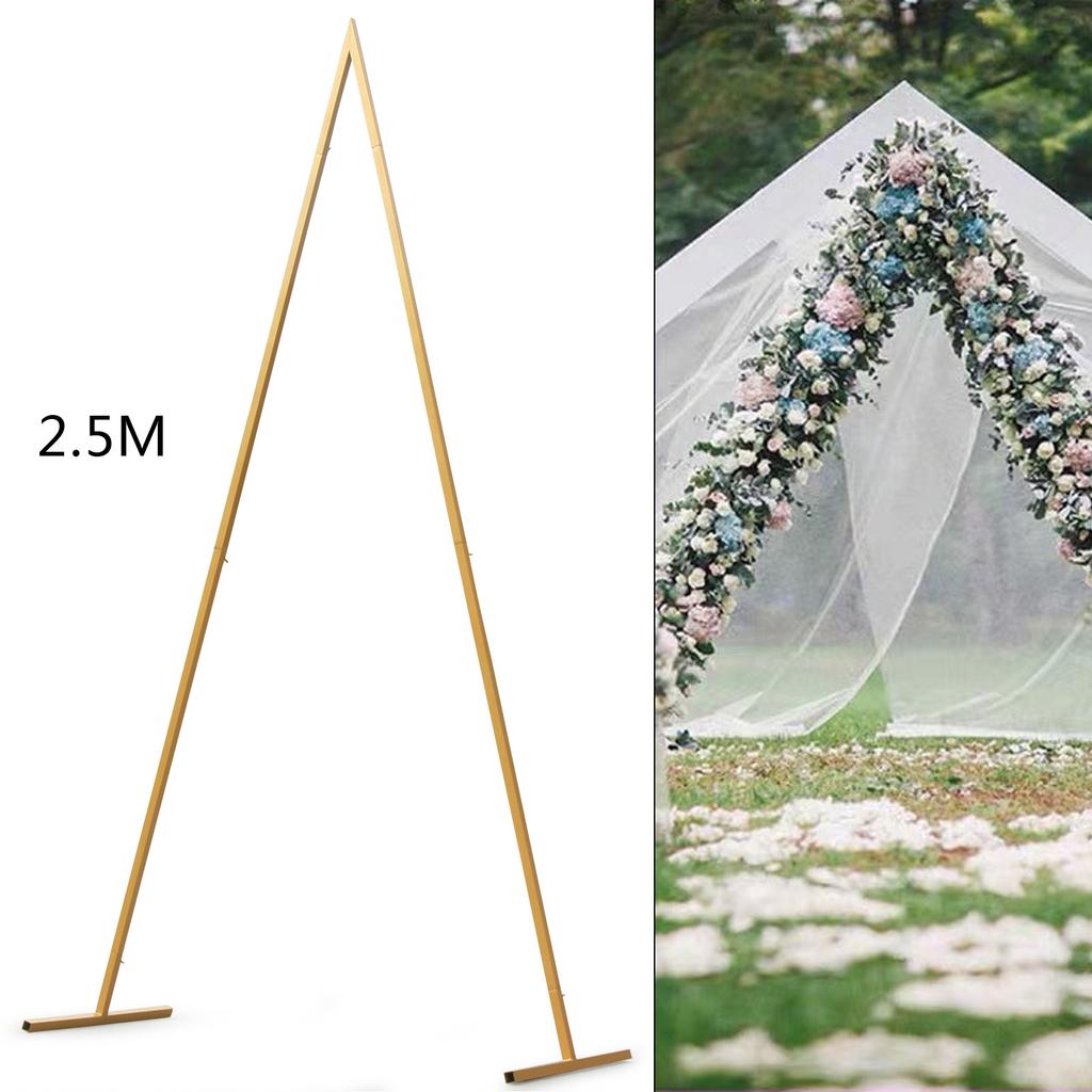 8 ft tall Gold Triangle Metal Arch Backdrop Stand Wedding Photo Background Party for your Vows,  Guest Shots,Head Table Backdrop