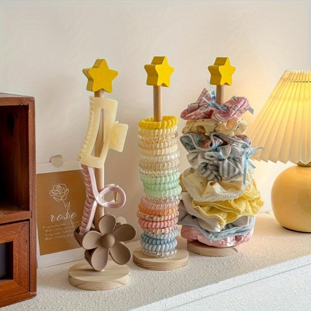 Holz Schreibtisch Haarbandhalter Mehrzweck Schmuck Armband Organizer Aufsteller für Uhren Armbänder Scrunchies Haarband