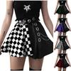 Women's Fashion Houndstooth Panel Skirt High Waist Color Block Skirt