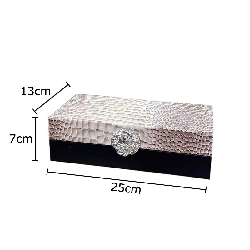 Imitation Crocodile Leather Decorative Jewelry Boxes Cosmetic Jar Dresser Table Desktop Display Exquisite Jewelry Storage Jar