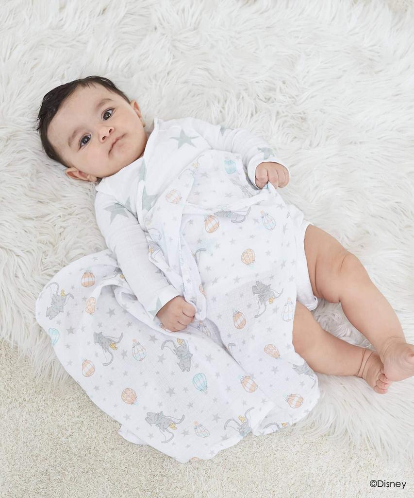 Aden Anais Essentials Set of 2 Disney Dumbo 112x112cm Muslin Cotton Newborn Baby Gift + (SWADAEDESWC20007DIJB) Swaddles, Swaddles,