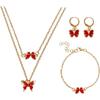 Butterfly gold plated jewelry set for women necklaces with matching earrings bracelet elegant jewelry for wedding party Valentines Day gift
