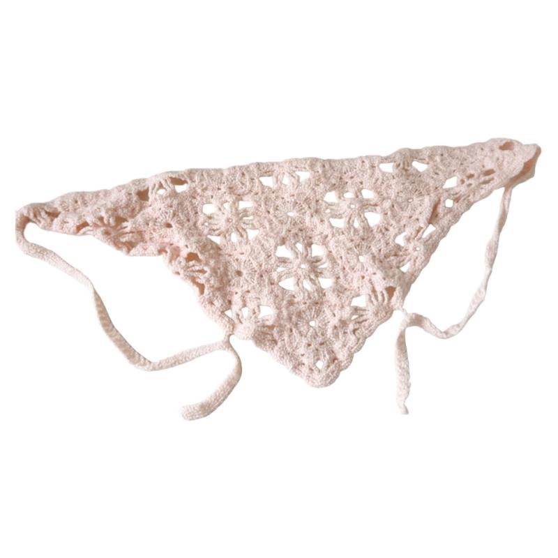 

Ажурная вязаная цветочная бандана Многоцелевой головной убор Шарф Для женщин Бохо Мода Фотография Реквизит Летний Аксессуар розовый