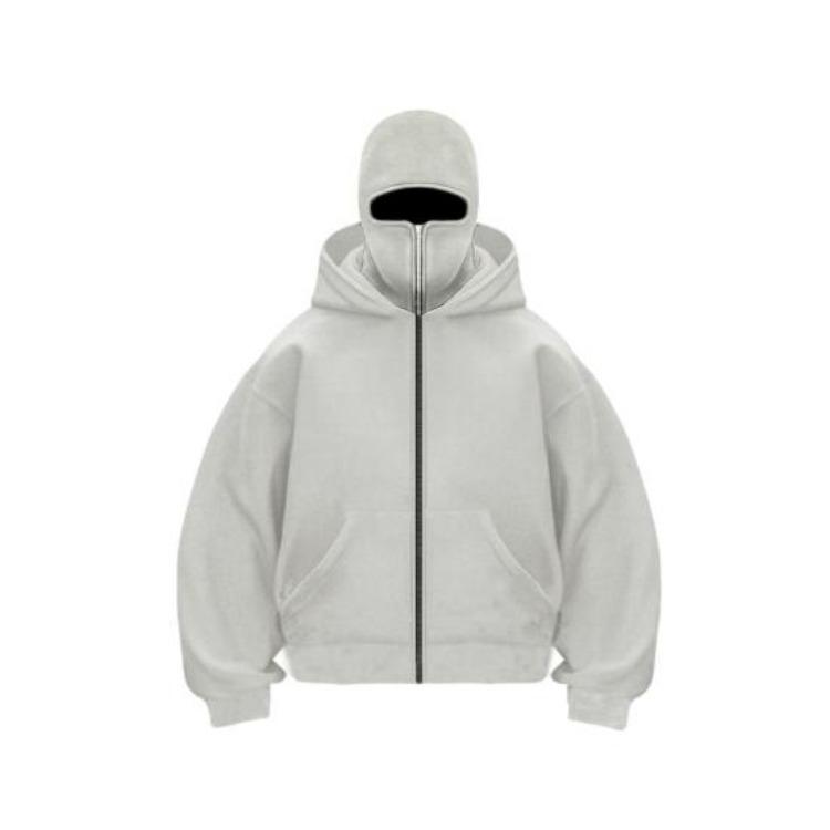 Warmer Unisex Balaclava Hoodie mit Gesichtsmaske Locker Reißverschluss Freizeitjacke für Herbst Winter Outdoor Sport Streetwear