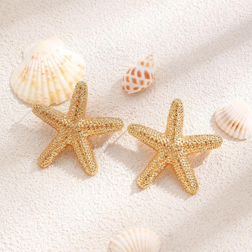 Bohemian Beach Style Conch Earrings & Necklace Set - Exaggerated Holiday Fashion Jewelry for Women