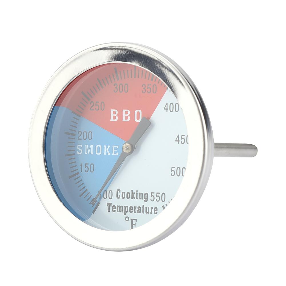 Stainless Steel BBQ Thermometer 100-550 Fahrenheit  Round Hood Temperature for Barbecue Oven Grill