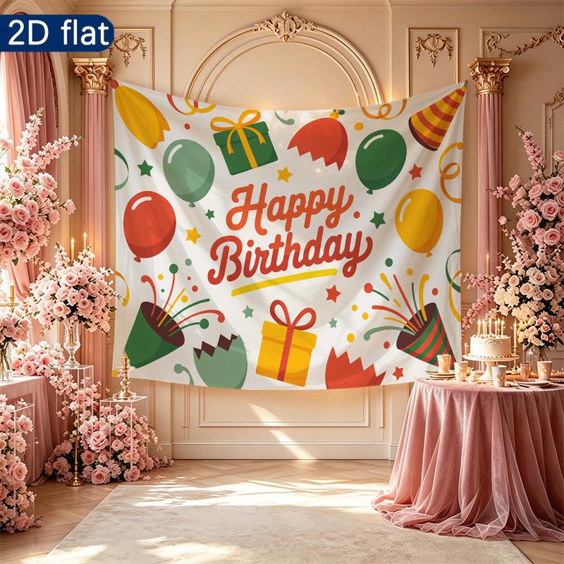 Gifts Polyester Fabric Birthday Party Backdrop, Polyester Banner for Wall Decor & Photo Booth