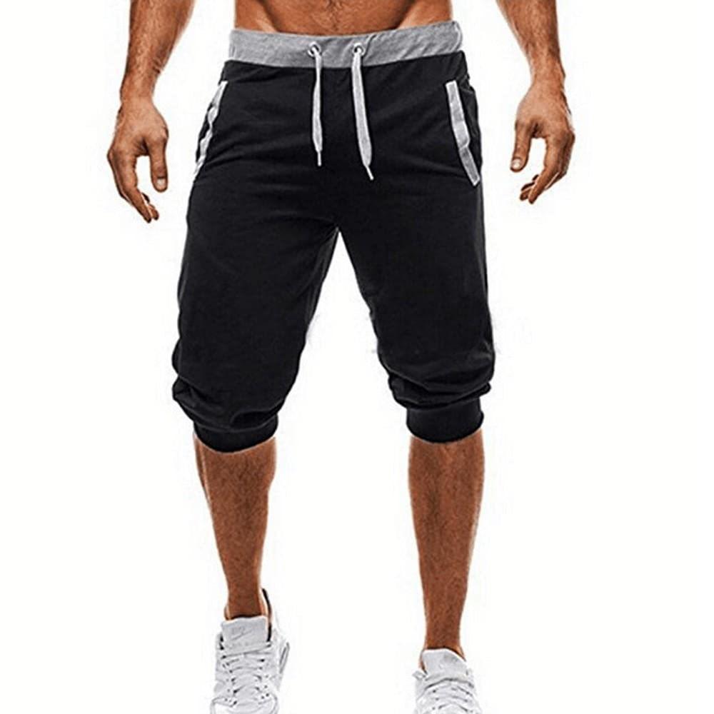 Men's Slim Fit Color Block Jogging Shorts - Trendy European/American Mid-Length with Customizable Logo