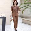 Mom's Summer Chic Mid-Sleeve Two-Piece Set: Stylish Chinese-Inspired Top for Middle-Aged and Elderly Women