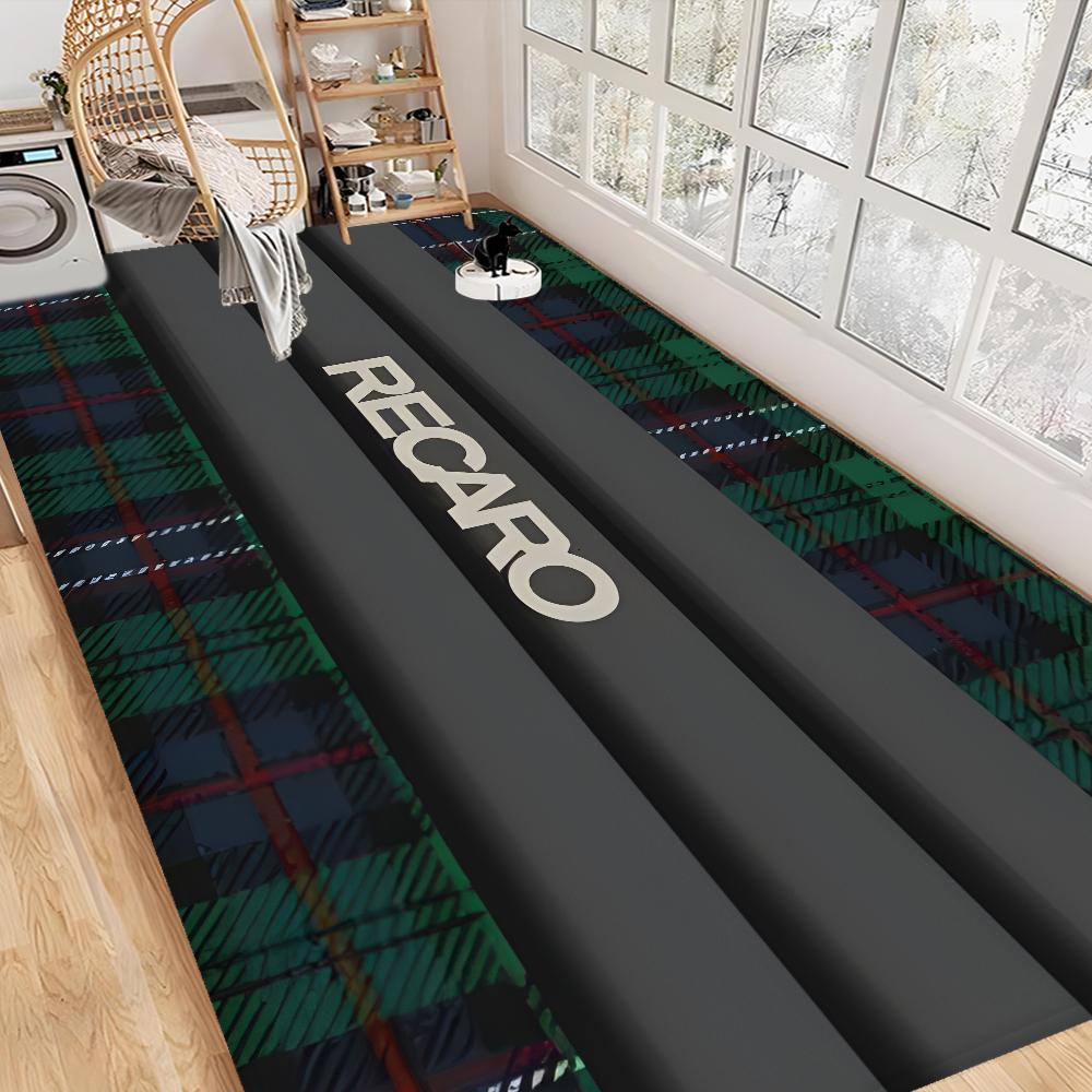 Recaros Logo Fußmatte für die Vordertür Rutschfest Wasserabsorbierend Langer Streifen Kissen Schlafzimmermatte Bettvorleger