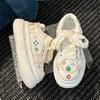 Niche versatile embroidered cloth white shoes women's 2025 autumn and winter fashion retro platform casual shoes lace-up canvas shoes