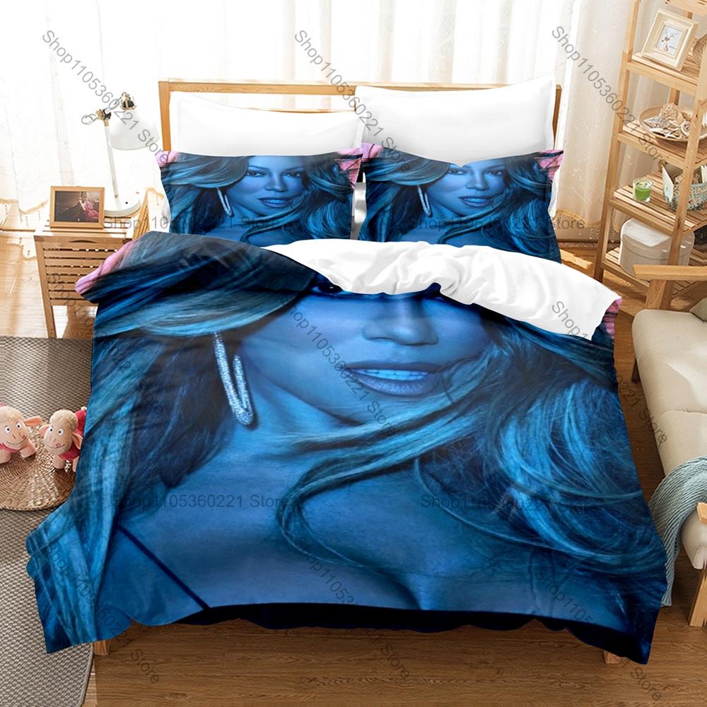 Iconic Singer Mariah Carey Bedding Set It’s Time Christmas Tour Aesthetic Signature Zipper Soft Fabric Decor Mariah Carey Lovers