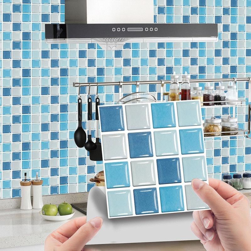10 pezzi Adesivi per piastrelle in gel per cucina e bagno Adesivi per mosaico autoadesivi Carta da parati in mattoni di vetro creativi