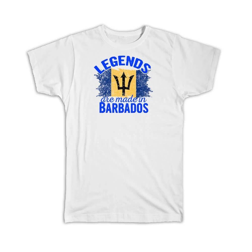Legends are Made in Barbados: Gift T-Shirt Flag Barbadian Expat Country XL