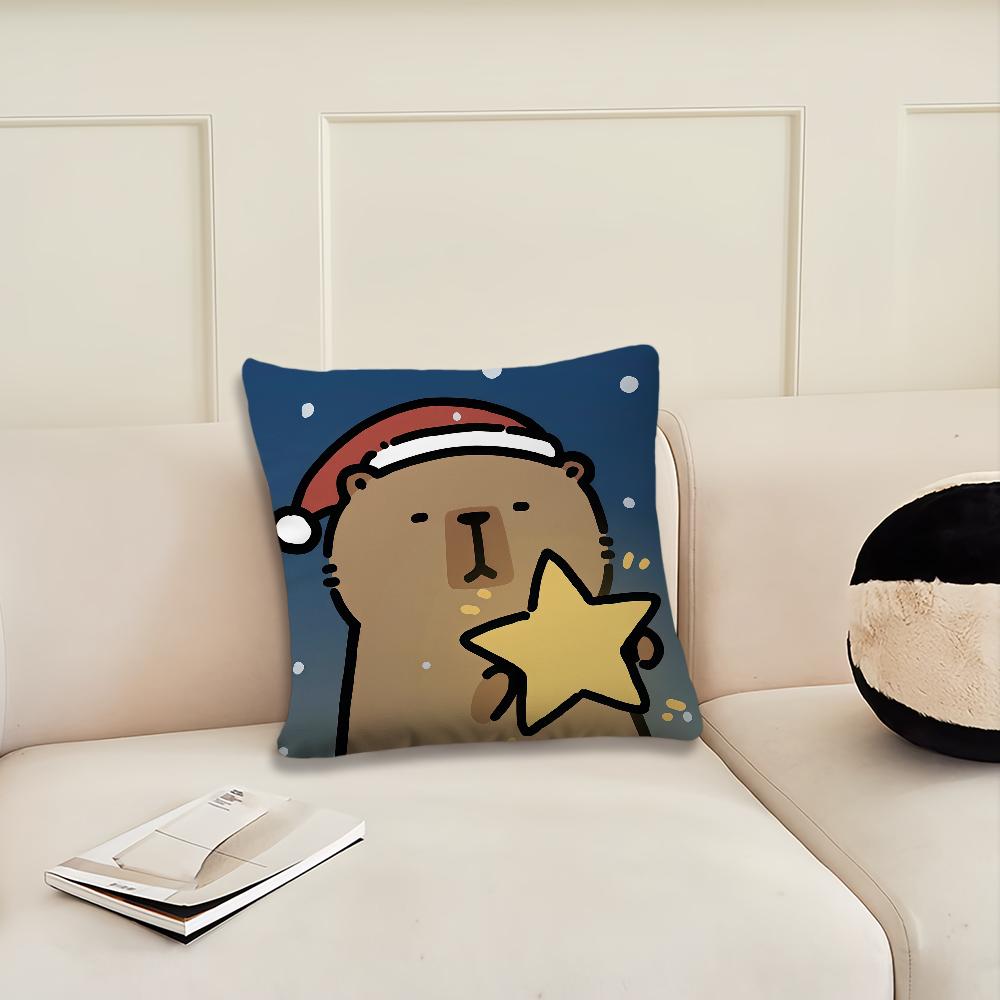 Christmas Capibala Cute Cartoon cushion cover Pillow Cover Decoration Room Home Sofa living Office Car Nordic Simplicity