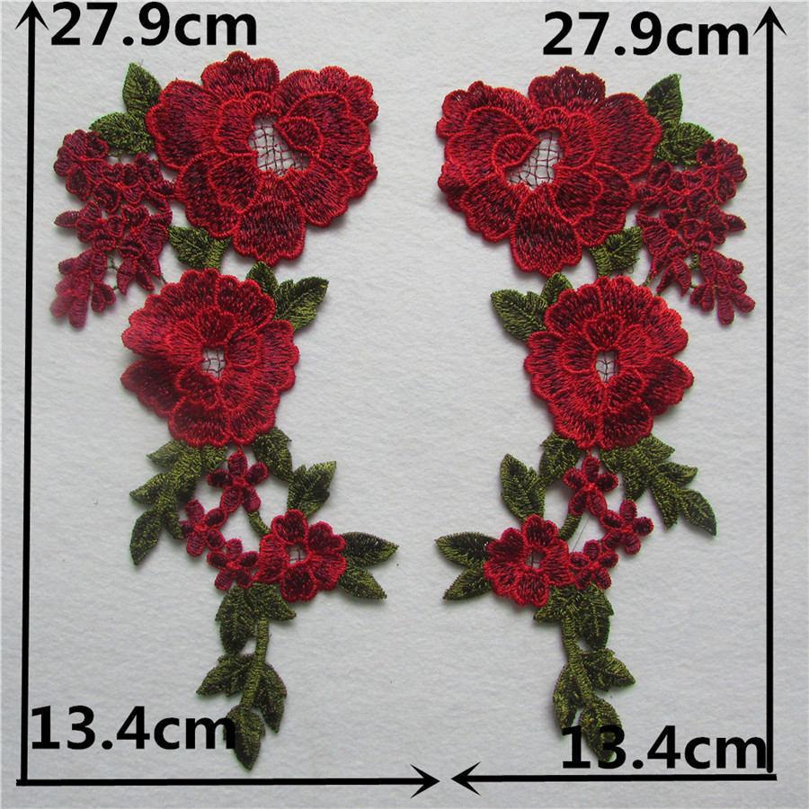 Red I Polyester Embroidery Color Embroidery Sewing Lace Diy Decorative Clothing Accessories Pair Collar Clothing
