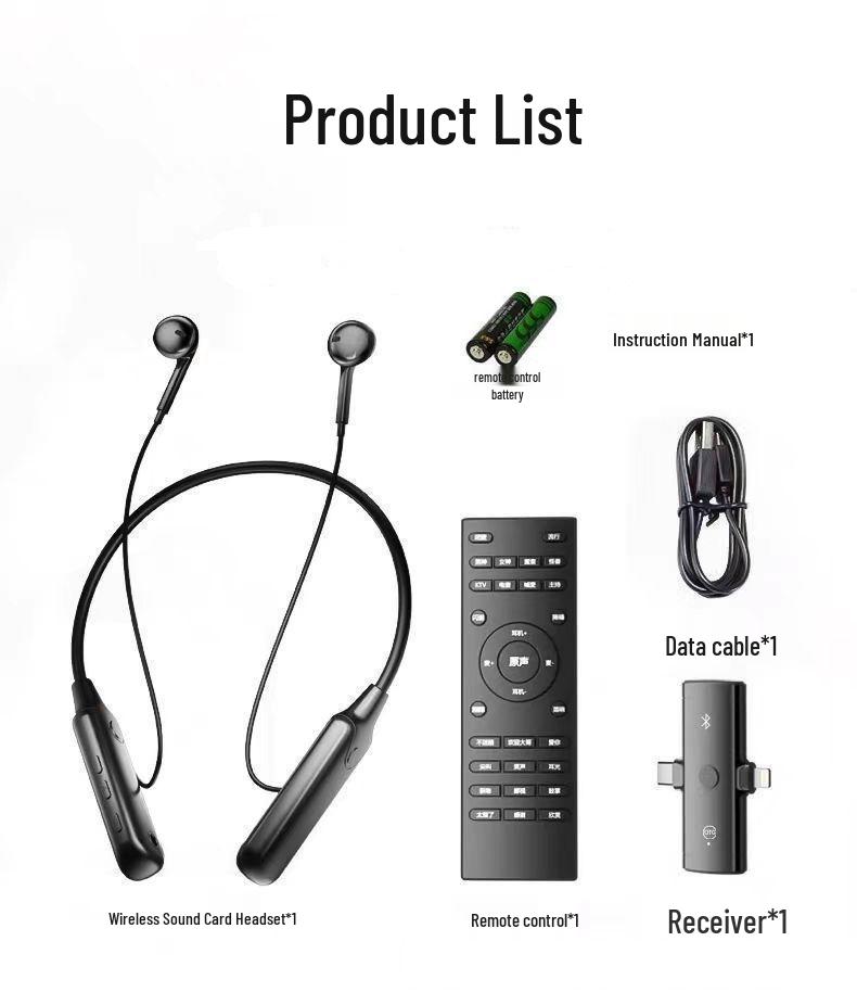 All-in-One Wireless Sound Card & Headset with Noise Reduction Microphone for Live Broadcasts