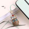 Green Sandalwood Owl Carved Keychain Pendant - Cute Keyring & Bag Charm for Men & Women