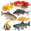 Simulation Solid Freshwater Fish Model 9-Piece Set, Animal Model Angelfish Salmon Tuna Aquarium Ornament