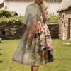 Dress For Women Elegant Casual Smocked Button Lapel Short Sleeve Knee Length Dress