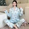New ice silk pajamas women's spring new long-sleeved trousers high-end small floral loungewear set