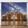 Curtains City Architecture Landscape 3D Digital Printing Blackout Curtains No Punching