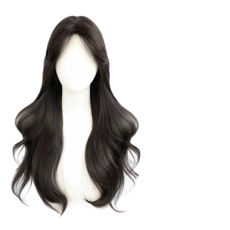 Women's Long Curly Lace Front Wig, Middle Part, Fluffy Daily Wear
