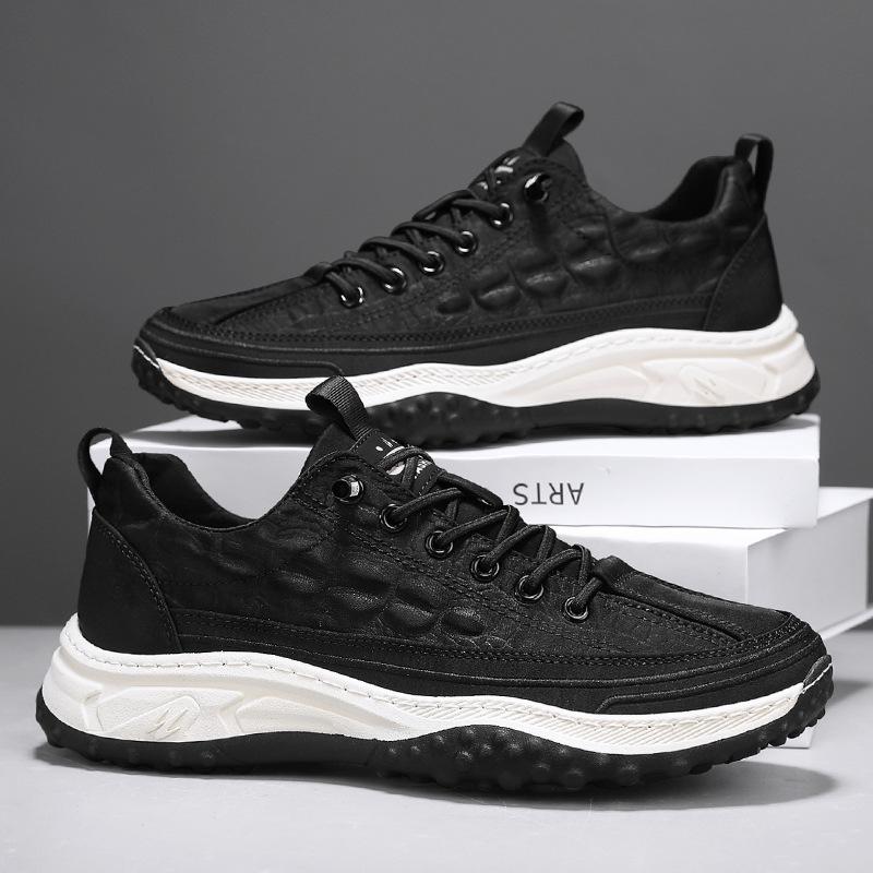 

2025 new crocodile pattern men s shoes trendy simple casual shoes versatile men s umbrella cloth comfortable breathable shoes 39 чёрный