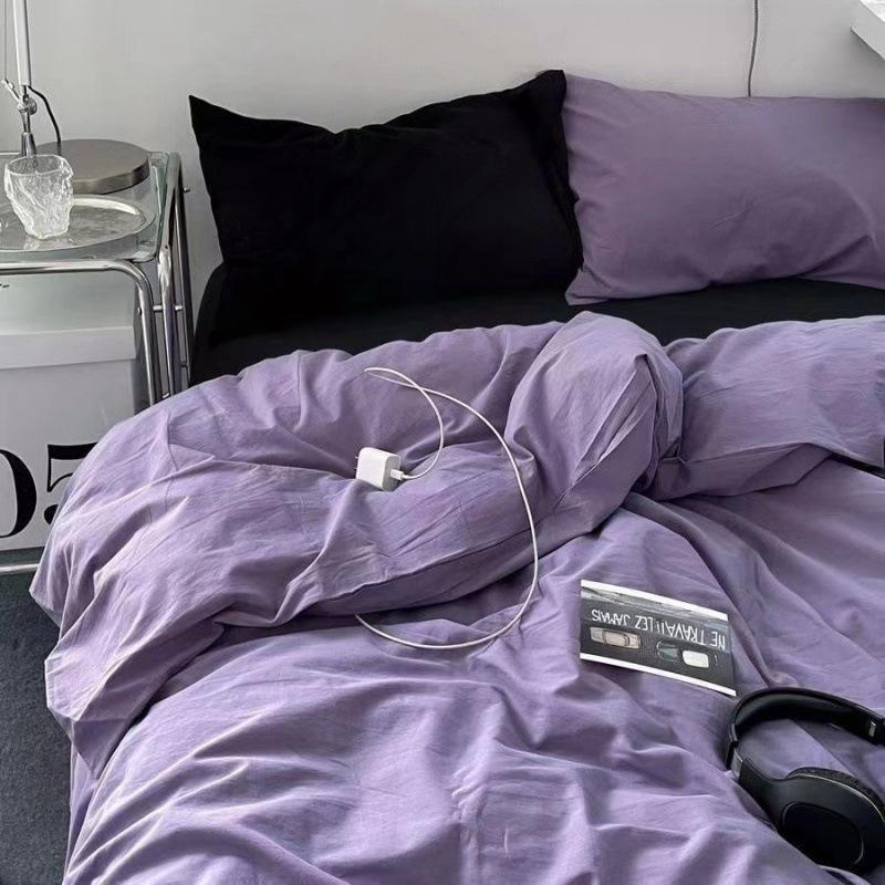 Modern Minimalist Solid Color Bedding Set Single Person Duvet Cover in Student Dormitory Four Seasons General Large Size Double Bedsheets Home Textile