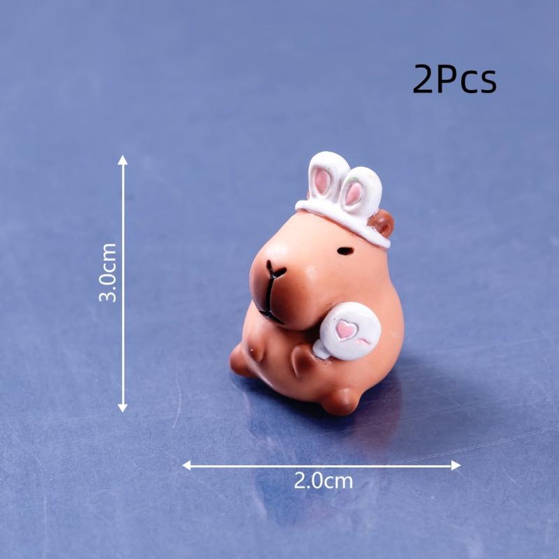 2 ks Mini Pryskyřičné Kapybara Miniatury Figurky Roztomilá Vílí Zahrada Zvířecí Ozdoba Mini Soška Dekorativní Malá Krajinářská