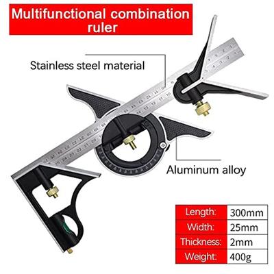 GG Stainless Steel180 Degree Angle Combination Square Protractor 2ML